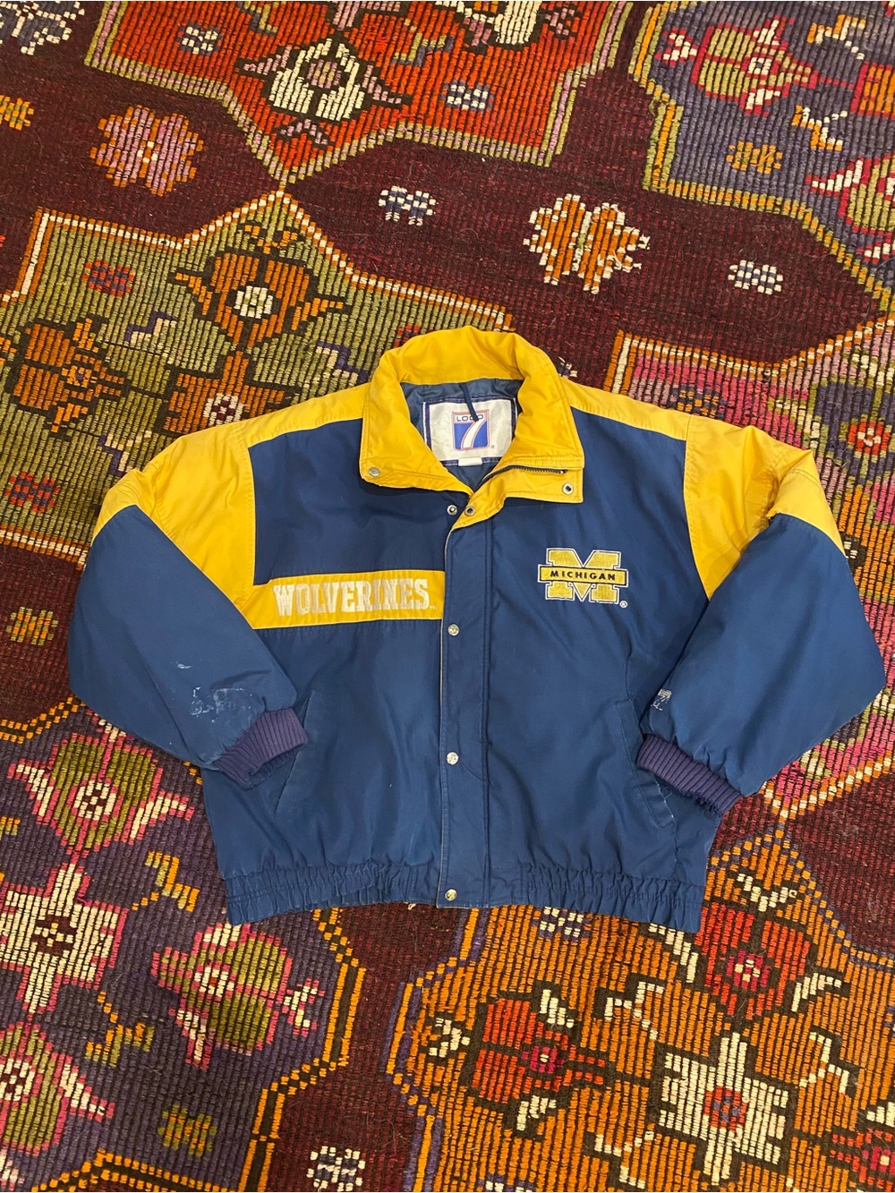 Vintage Logo 7 Michigan Wolverines Full Zipp Winter Jacket Size Xl